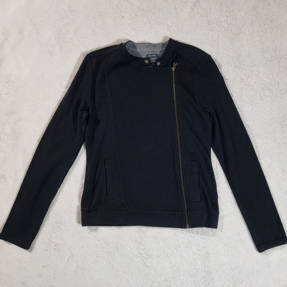 Marc O'Polo Womens Asymmetric Zip Long Sleeve Solid Black Sweatshirt Size Large